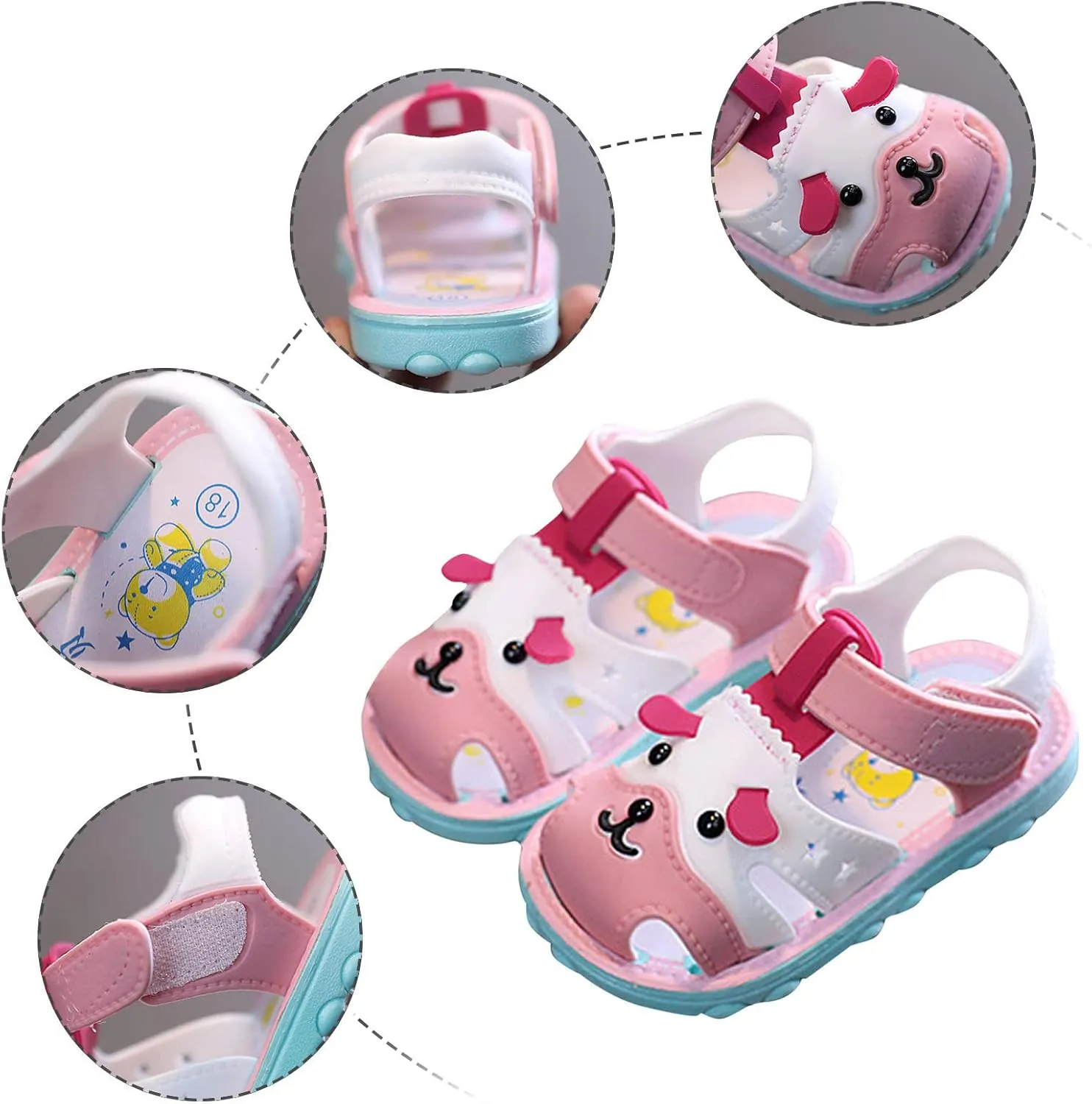 Premium Kids Girls Sandals Soft Non Slip Rubber Sole Toddler Baby Walking Shoes Flat Shoes Pool Slides for Girls