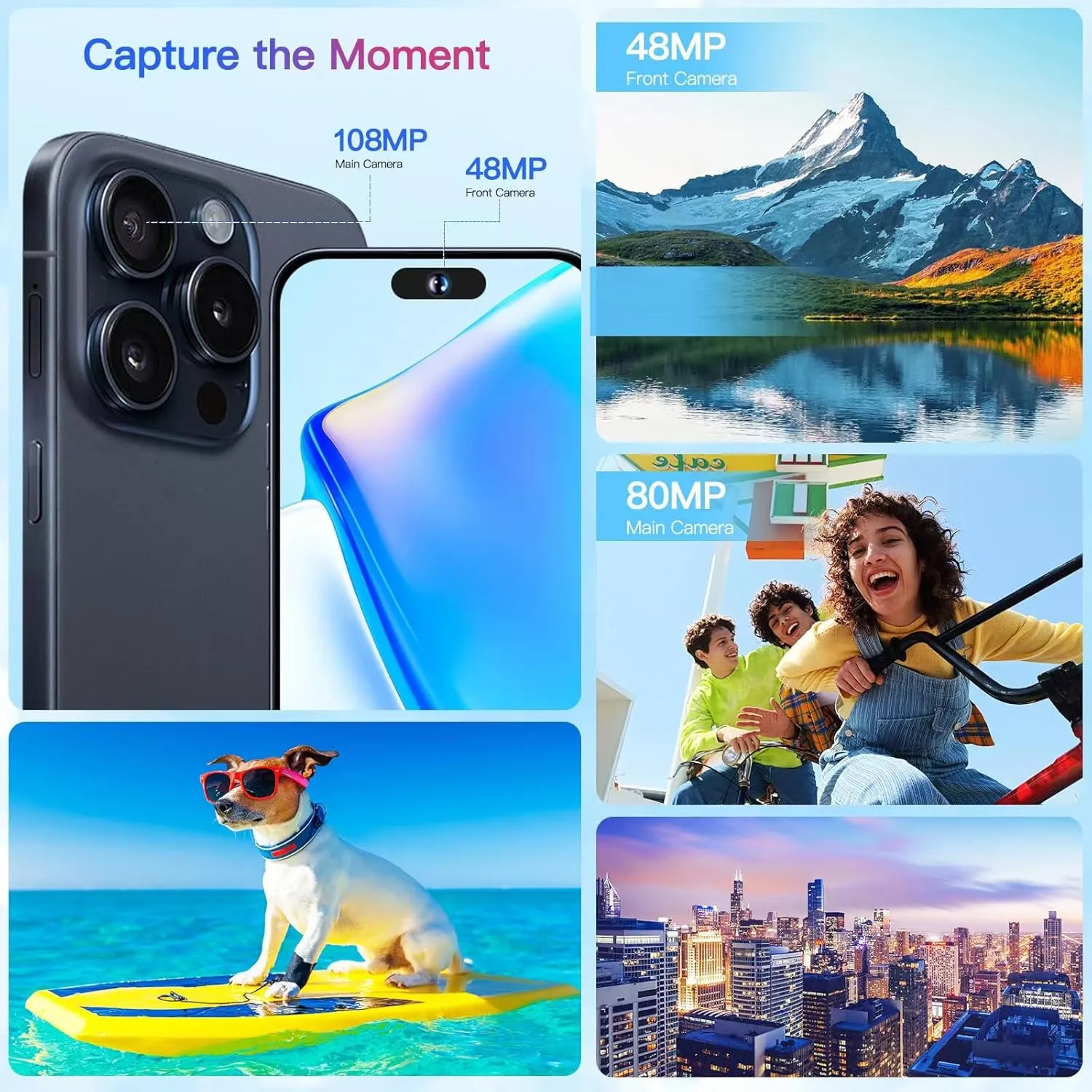Pro Max Android Phones Unlocked Android 14 Cell Phone Octa-core 6GB  128GB/1TB Expand, 108MP Camera 6.6 Inch Screen,6800mAh Battery,Dual SIM Smartphone/GPS/Face Unlock