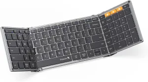 ProtoArc Foldable Bluetooth Keyboard, XK01 Folding Wireless Portable Keyboard with Numeric Keypad, Full-Size Travel Keyboards for iPad Tablet Smartphone Laptop PC Windows iOS Android, Space Gray