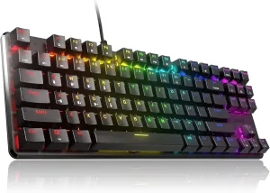 Pulsar Gaming Gears - PK001 Lunar Alloy TKL Mechanical Gaming Keyboard Red Linear RGB LED Rainbow Backlit USB Wired Game Keyboards for Windows PC PS5 PS4 Xbox 87 Keys Silent Outemu Switches FPS