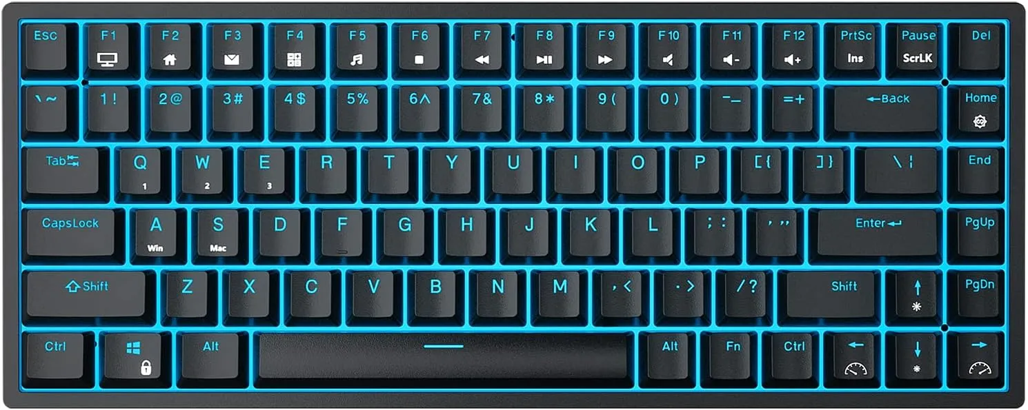 RK ROYAL KLUDGE RK84 Blue Backlit 75% Triple Mode BT5.0/2.4G/USB-C Hot Swappable Mechanical Keyboard, 84 Keys Tenkeyless Mechanical Keyboard w/Detachable Frame & Programmable Software, Blue Switch