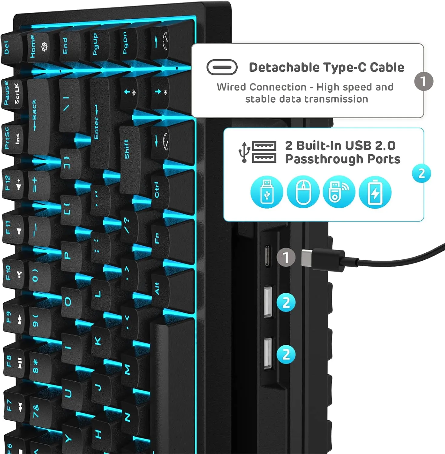 RK ROYAL KLUDGE RK84 Blue Backlit 75% Triple Mode BT5.0/2.4G/USB-C Hot Swappable Mechanical Keyboard, 84 Keys Tenkeyless Mechanical Keyboard w/Detachable Frame & Programmable Software, Blue Switch