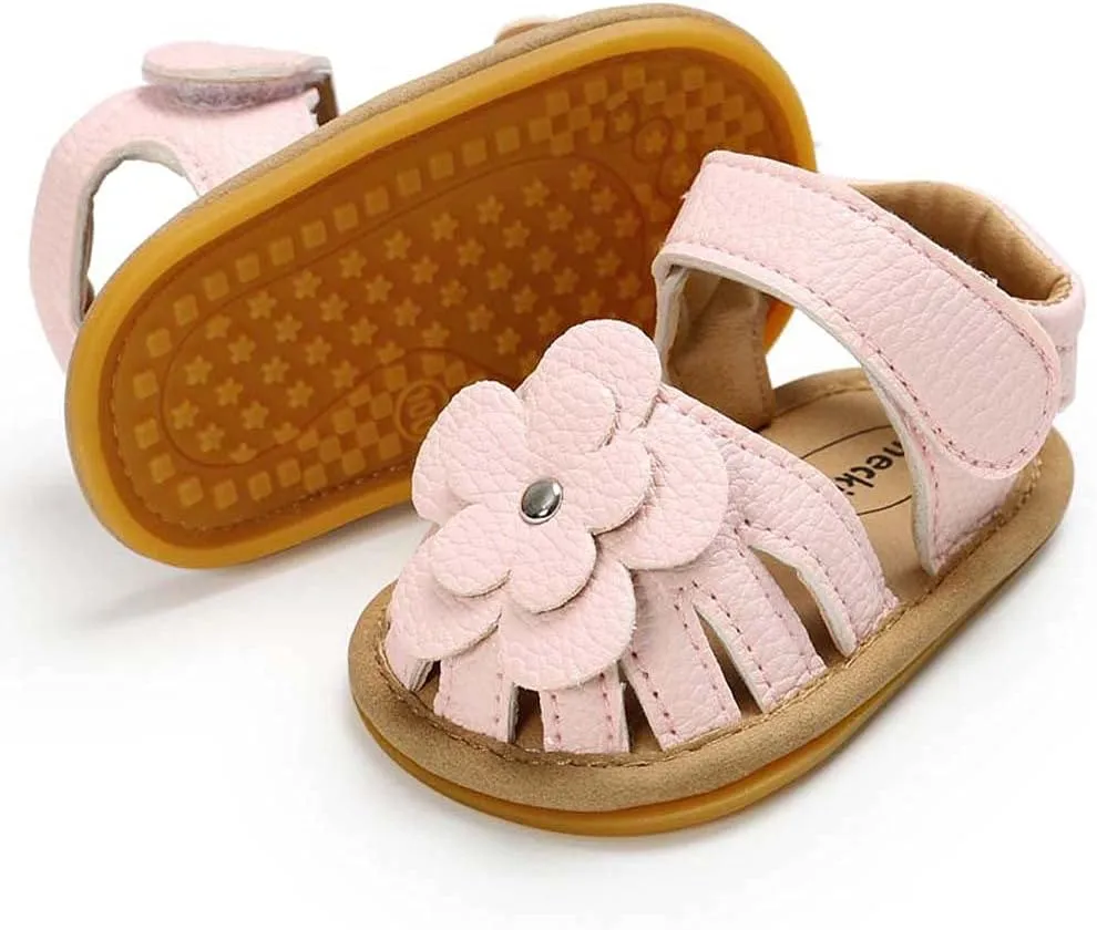 Rubber Walking Non-Slip Flat Baby Flower Boys Sandals Sole Shoes Girls Soft Baby Shoes Toddler Sandals Size 4 Boy
