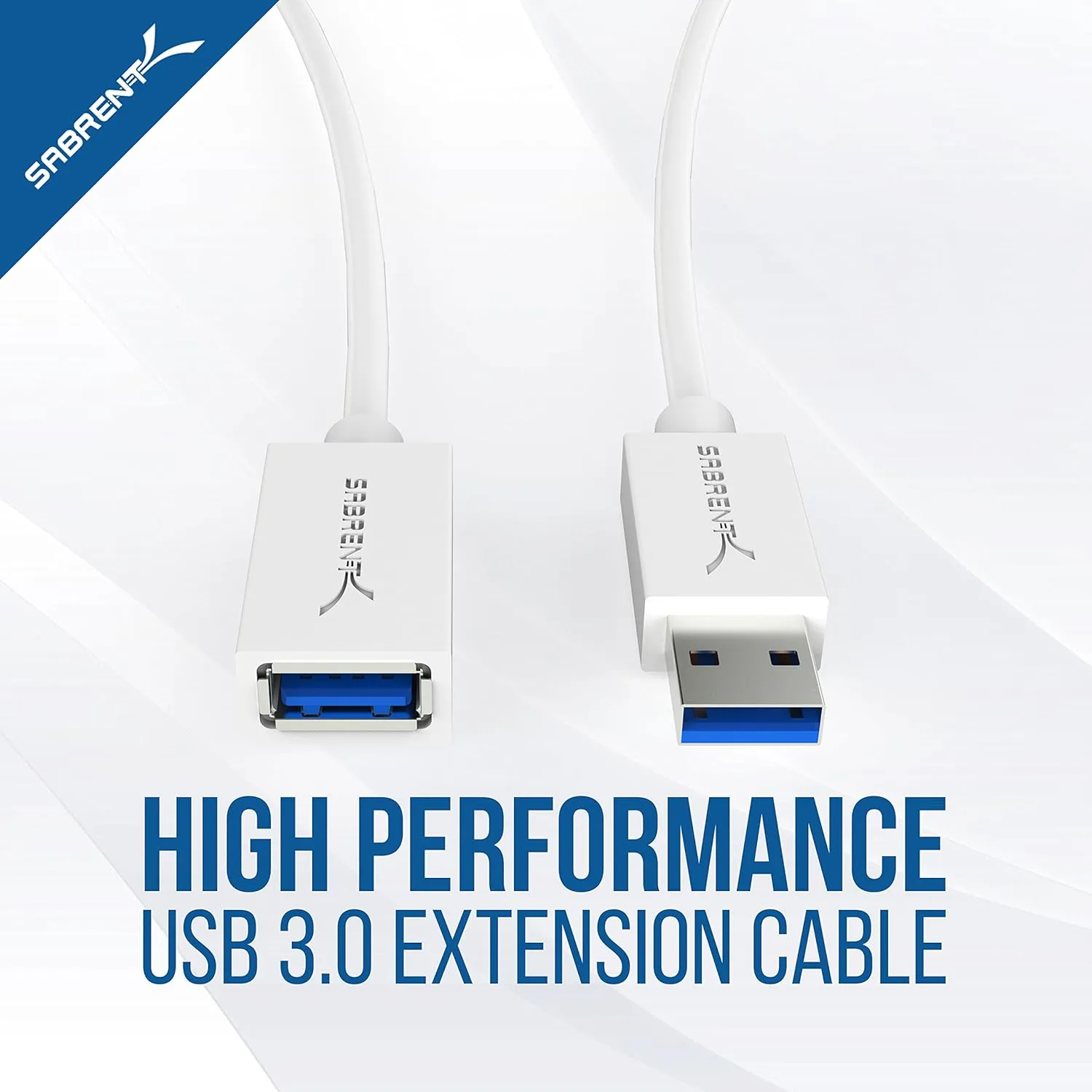 SABRENT 22AWG USB 3.0 Extension Cable - A-Male to A-Female [White] 10 Feet (CB-301W)