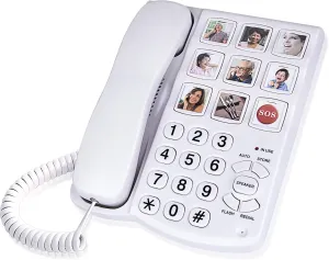 Sangyn Big Button Phones for Seniors, Landline Phone for Elderly with Picture Replaceable Extra Loud Ringer Corded Telephone for Hearing Impaired Visually Impaired Elder Emergency House Phones