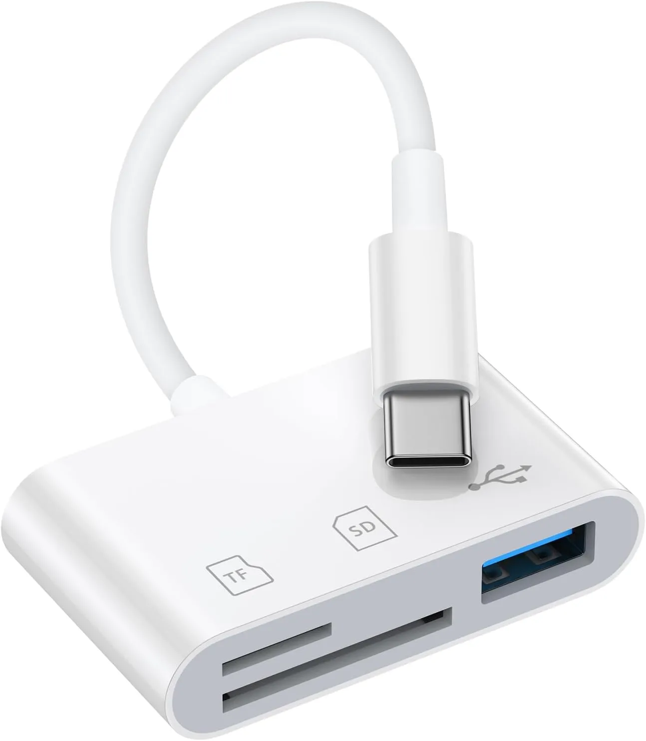 SD Car Reader for iPhone 16e/16 Pro Max/16 Pro/16 Plus/16/15 Pro Max/15 Pro/15 Plus/15, USB C Memory Card Reader Digital Camera Adapter with SD/Micro SD/USB-A 3 Slot for Samsung S25 S24 S23 S22 S21