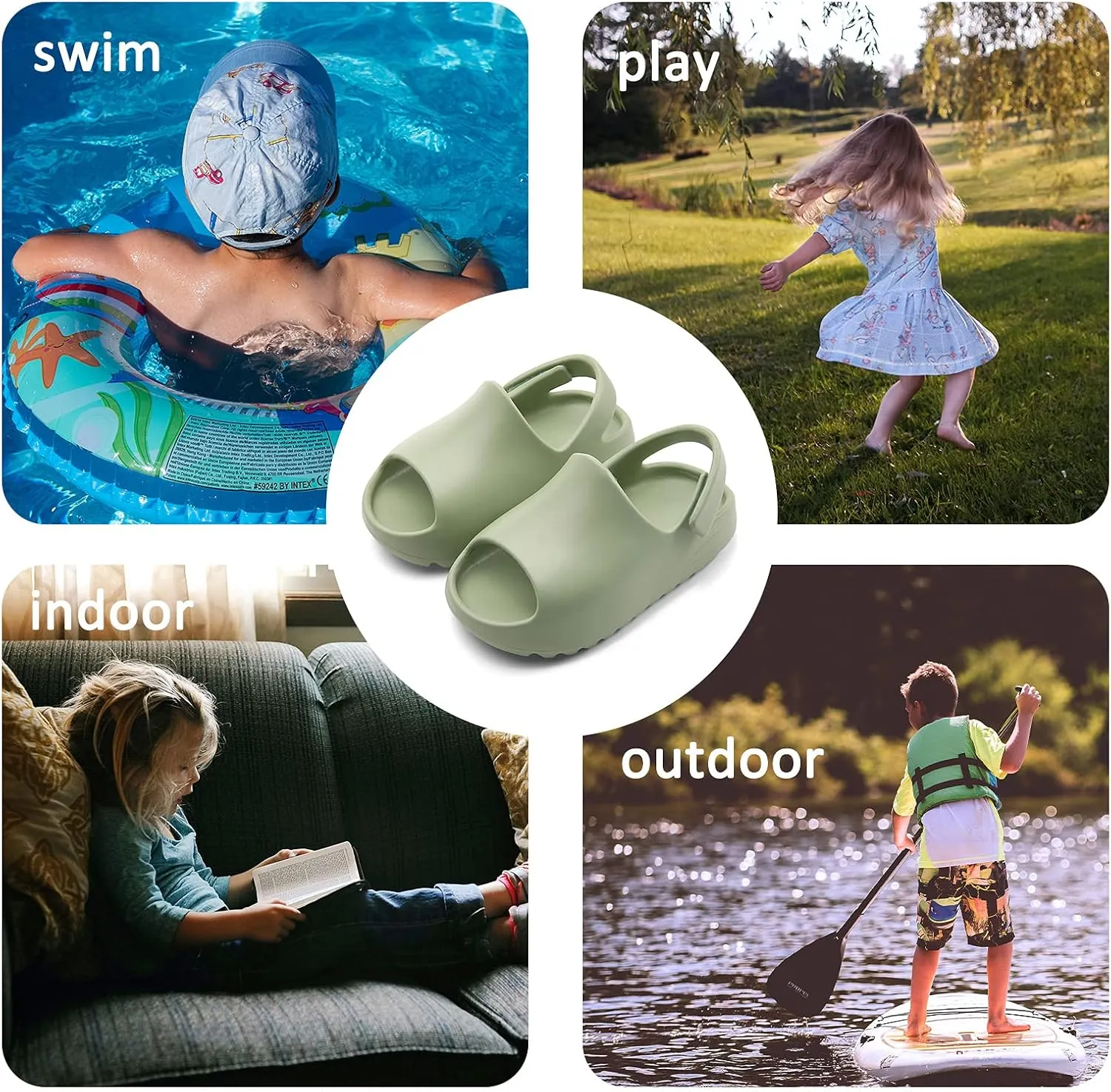 SEAUR - Toddler Little Kids Slides Sandals Girls Summer Sandals Boys Shower Anti-slip Slippers Baby Indoor Outdoor Slippers