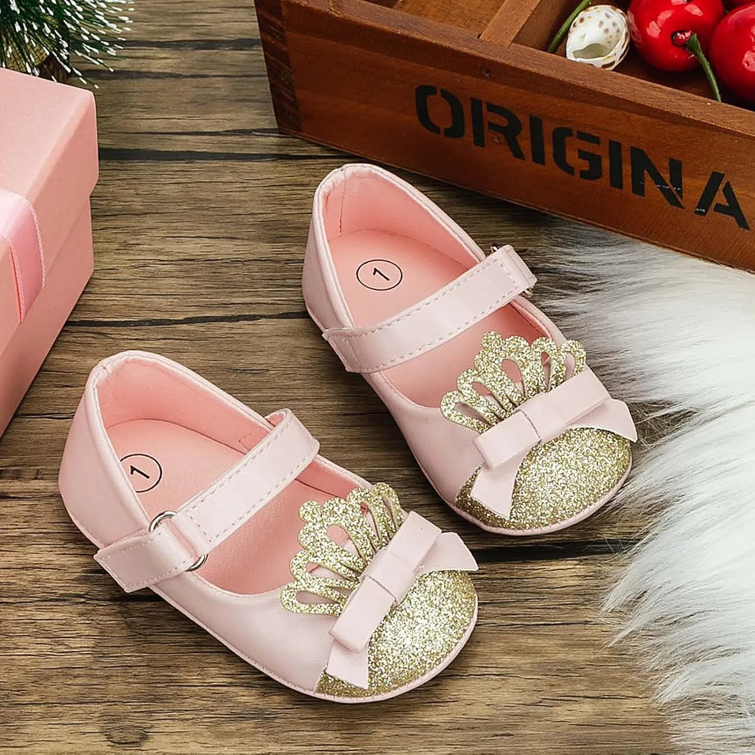 sfdgfhyf Boys Soft Sole Foot Warmer Fashion Crown Princess Shoes Little Kid Shoes Non Slip Soft Sole Walking (GD1, 6 Infant)