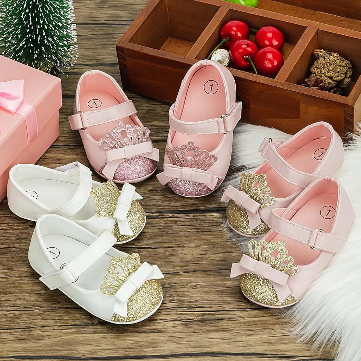 sfdgfhyf Boys Soft Sole Foot Warmer Fashion Crown Princess Shoes Little Kid Shoes Non Slip Soft Sole Walking (GD1, 6 Infant)
