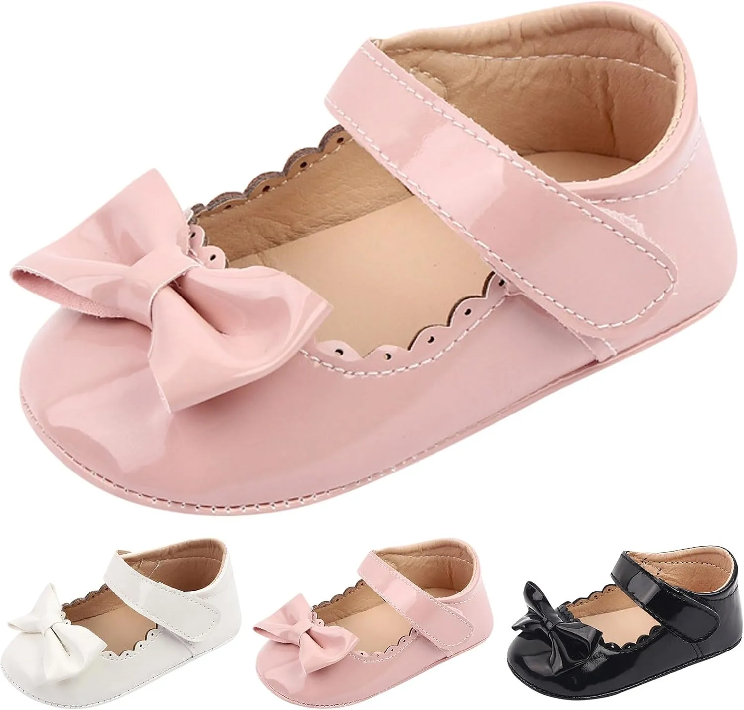 Shoes Summer Toddler Shoes Girls Sports Flat Bottom Lightweight Hook Loop Solid Color Bow Simple Tennis Shoes Girls