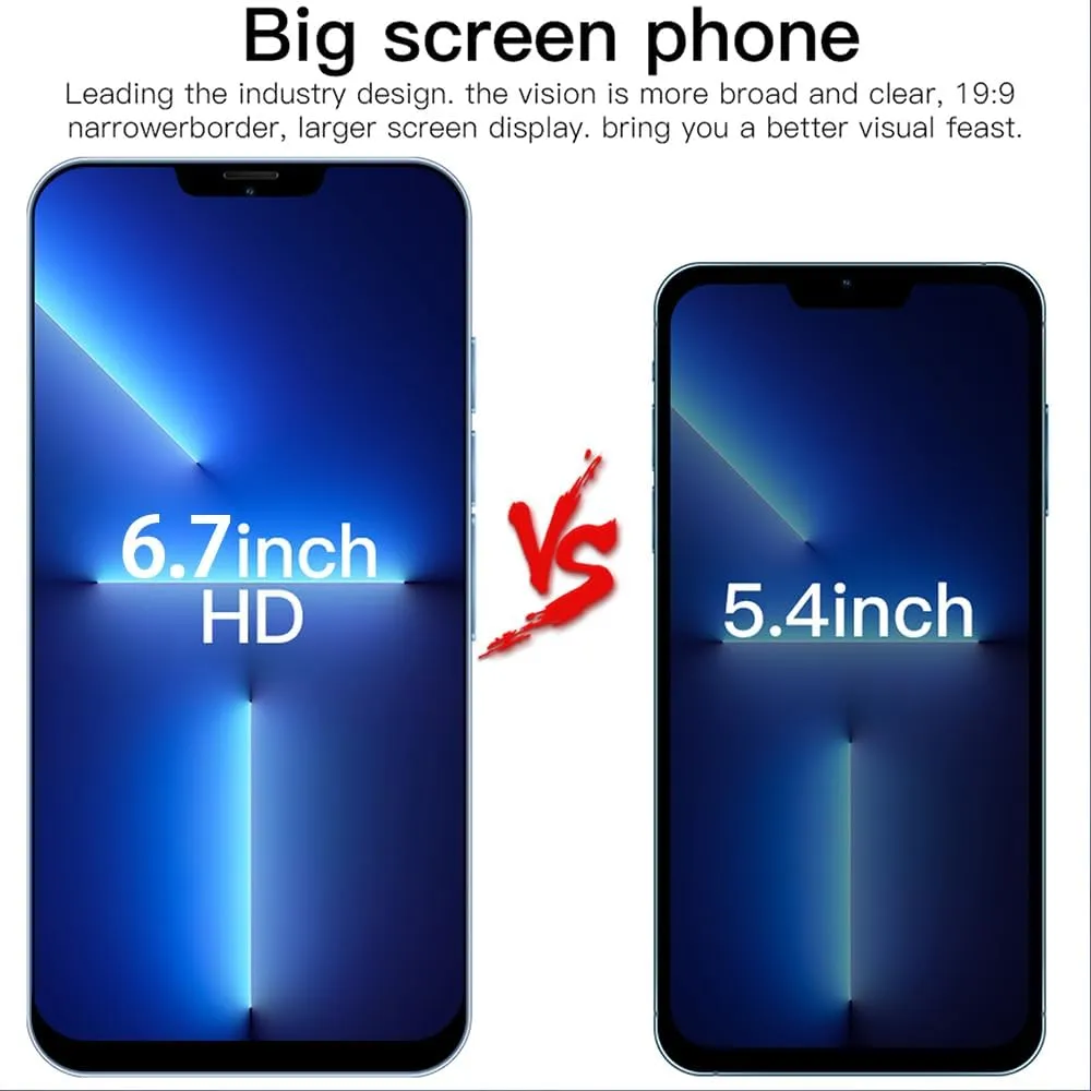 Smartphone Unlocked Cell Phone IP14pro 6.7inch HD Cheap Phones 2GB/16GB Android 10 Straight Talk Phone 5000mAh 128GB Extension Dual Sim Boost Mobile Phones (Gold)