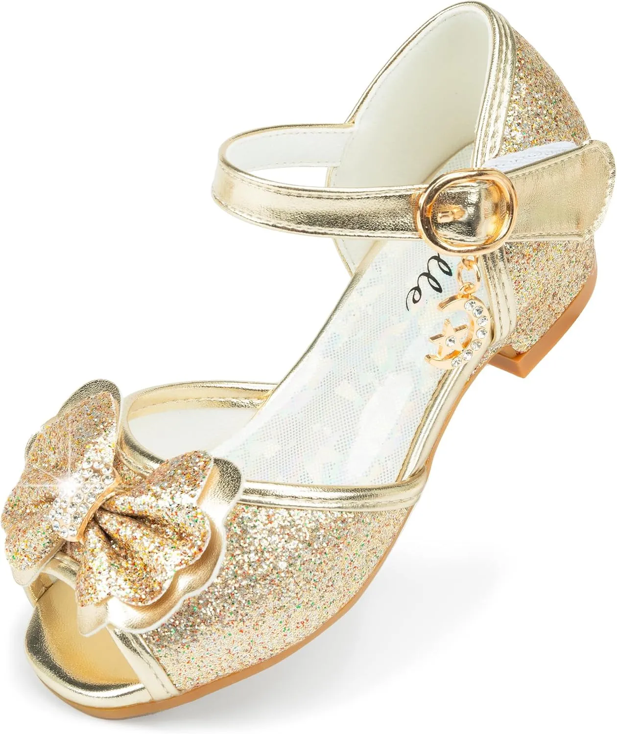 Stelle Girls High Heels Sequins Dress Sandals Princess Dress Shoes Flower Wedding Party ShoesToddler/Little/Big Kid