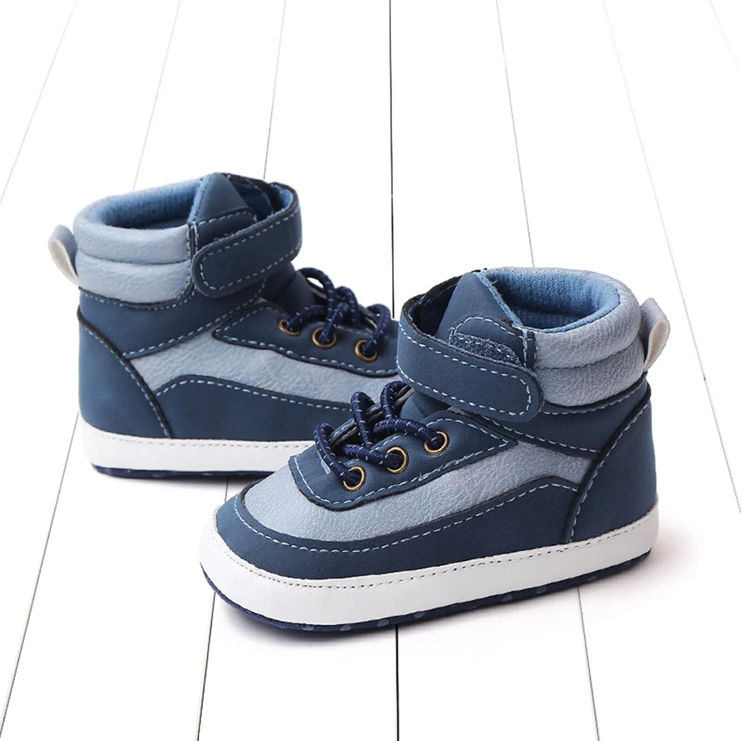 Toddler Baby Boys Girls High Tops Ankle Sneakers Soft Anti-Slip Sole PU Leather Infant Prewalker First Walking Shoes up Light
