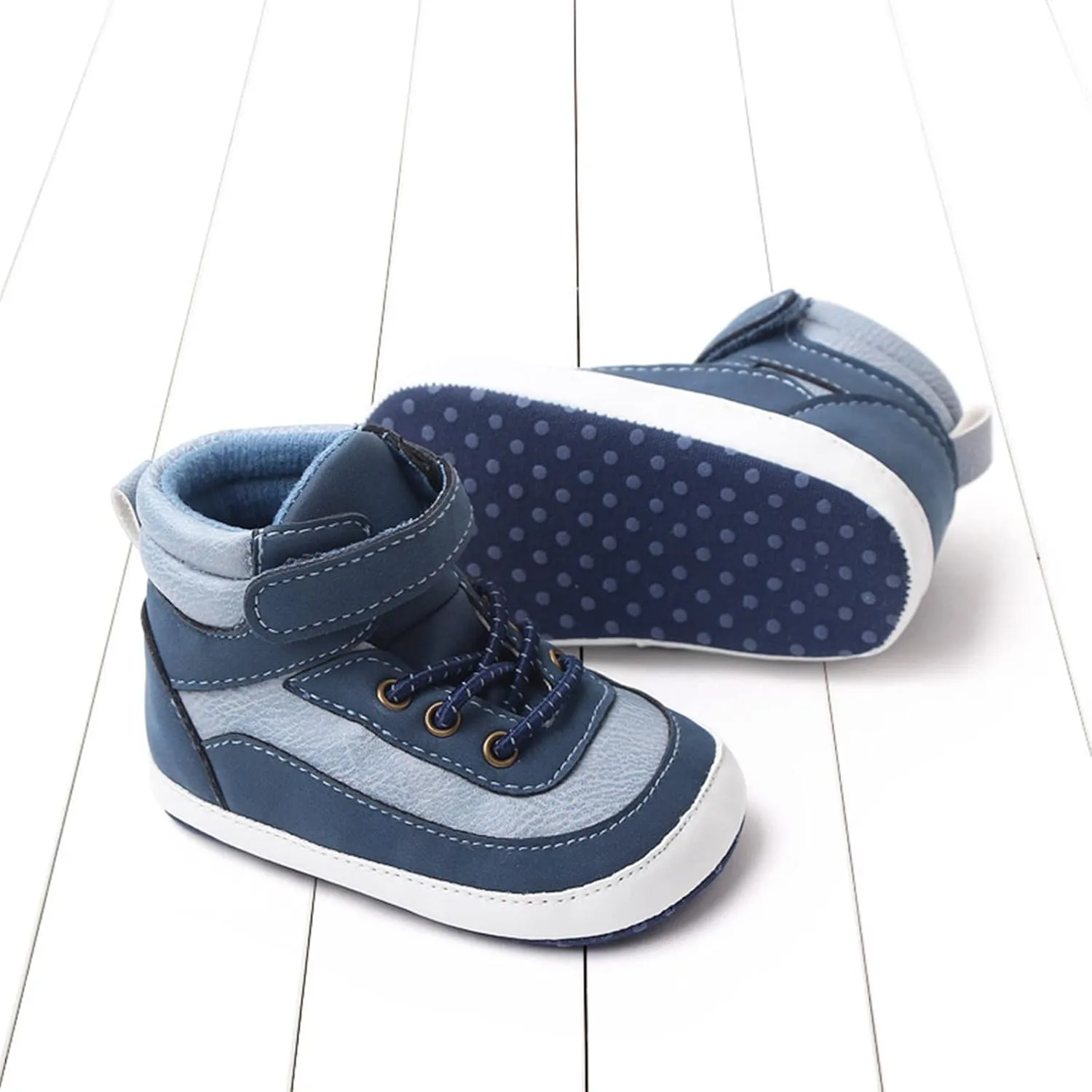 Toddler Baby Boys Girls High Tops Ankle Sneakers Soft Anti-Slip Sole PU Leather Infant Prewalker First Walking Shoes up Light