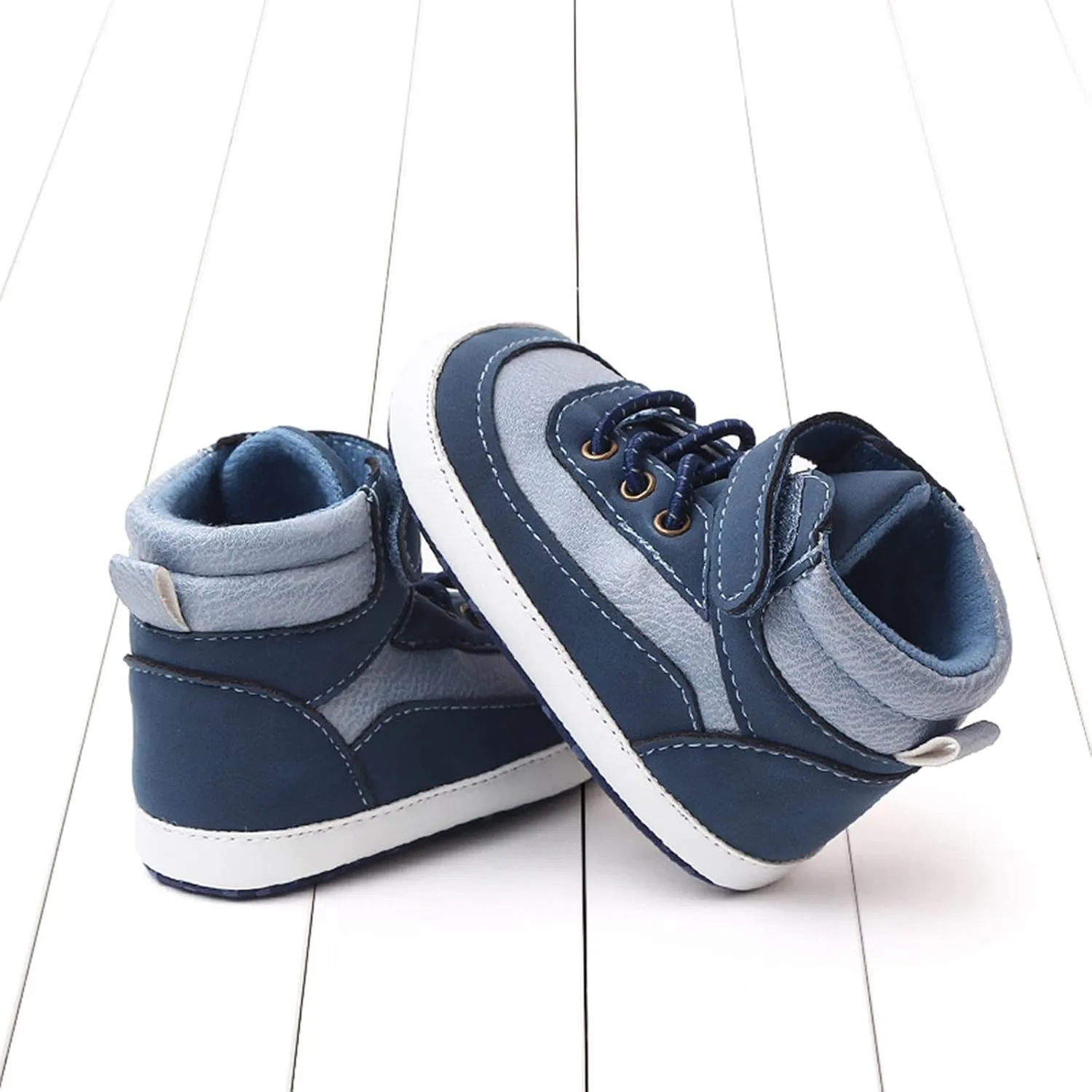 Toddler Baby Boys Girls High Tops Ankle Sneakers Soft Anti-Slip Sole PU Leather Infant Prewalker First Walking Shoes up Light
