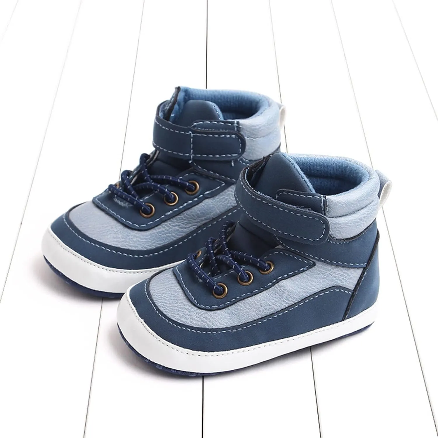 Toddler Baby Boys Girls High Tops Ankle Sneakers Soft Anti-Slip Sole PU Leather Infant Prewalker First Walking Shoes up Light