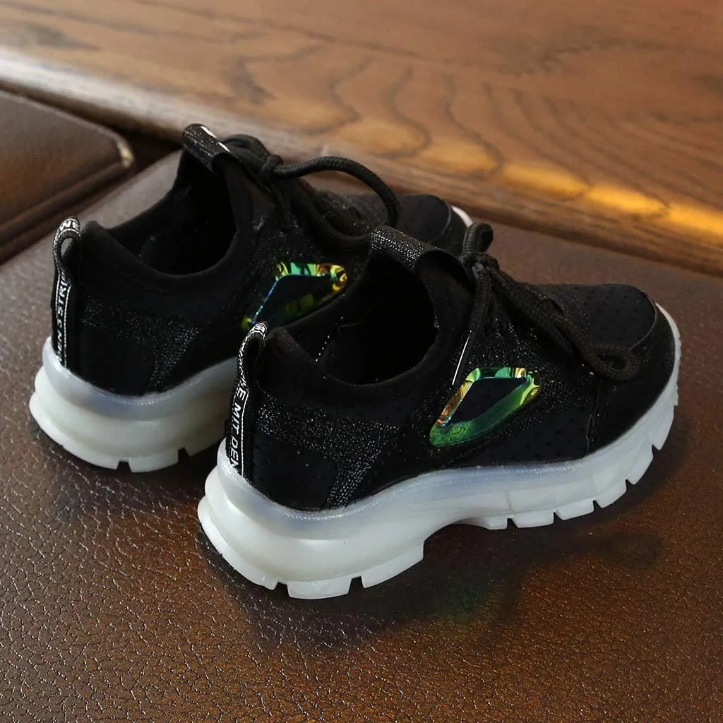 Toddler Baby Boys Girls Sneakers Casual LED Light Luminous Comfortable Breathable Slip On Lace Up Sport Shoes