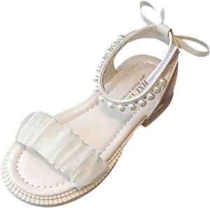 Toddler Baby Girl Child Summer Shoes Lace Sandals Non Slip Soft Sole Open Toe Shoes Elegant (Beige, 2.5 Big Kids)