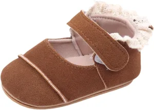 Toddler Baby Girls First Walking Dress Shoes Soft Sole Lace Hem Lightweight Breathable Soft Infant Shoes