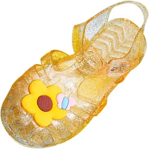 Toddler Baby Girls Shoes Slip On Cute Fruit Jelly Colors Hollow Out Non-slip Soft Sole Beach Sandals Comfy Shoes Q-870 Yellow 9