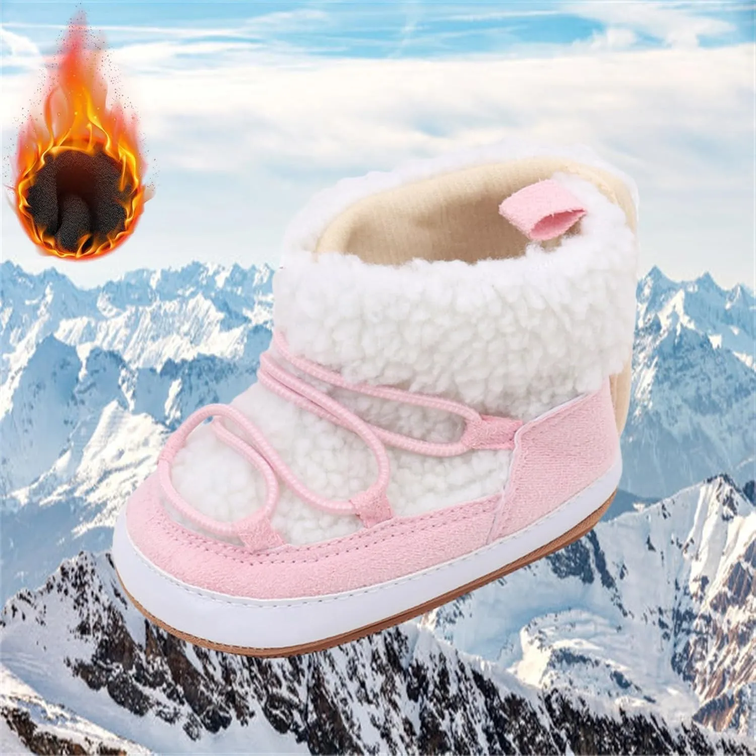 Toddler Baby Winter Fleece Cozy Boots Infant Plush Warm  Lined Soft Non-Slip Soft Sole Sneakers House Shoes Toddler Size Boots Girls