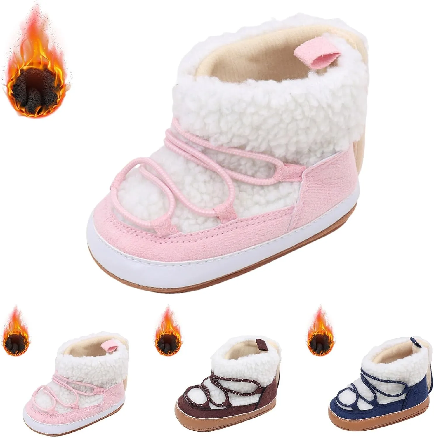 Toddler Baby Winter Fleece Cozy Boots Infant Plush Warm  Lined Soft Non-Slip Soft Sole Sneakers House Shoes Toddler Size Boots Girls