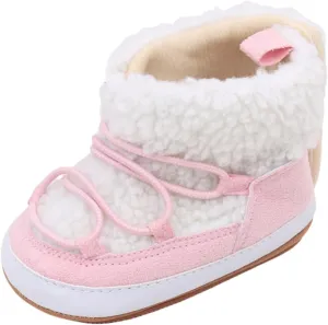 Toddler Baby Winter Fleece Cozy Boots Infant Plush Warm  Lined Soft Non-Slip Soft Sole Sneakers House Shoes Toddler Size Boots Girls