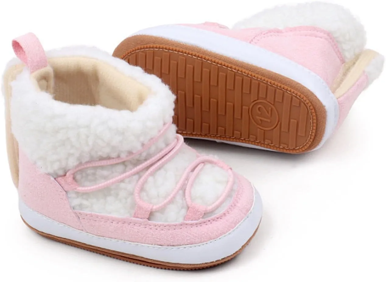 Toddler Baby Winter Fleece Cozy Boots Infant Plush Warm  Lined Soft Non-Slip Soft Sole Sneakers House Shoes Toddler Size Boots Girls