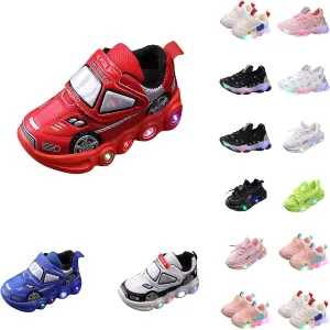 Toddler Boys Girls Light Up Shoes LED Flashing Lightweight Mesh Breathable Adorable Running Sneakers for Toddler (A4-Red, 9 Toddler)
