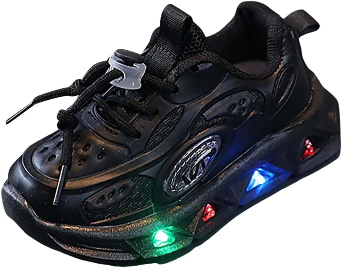 Toddler Boys Girls Light Up Shoes Unisex Led Flashing Mesh Breathable Non-Slip Cute Running Flat Sneakers for Kids