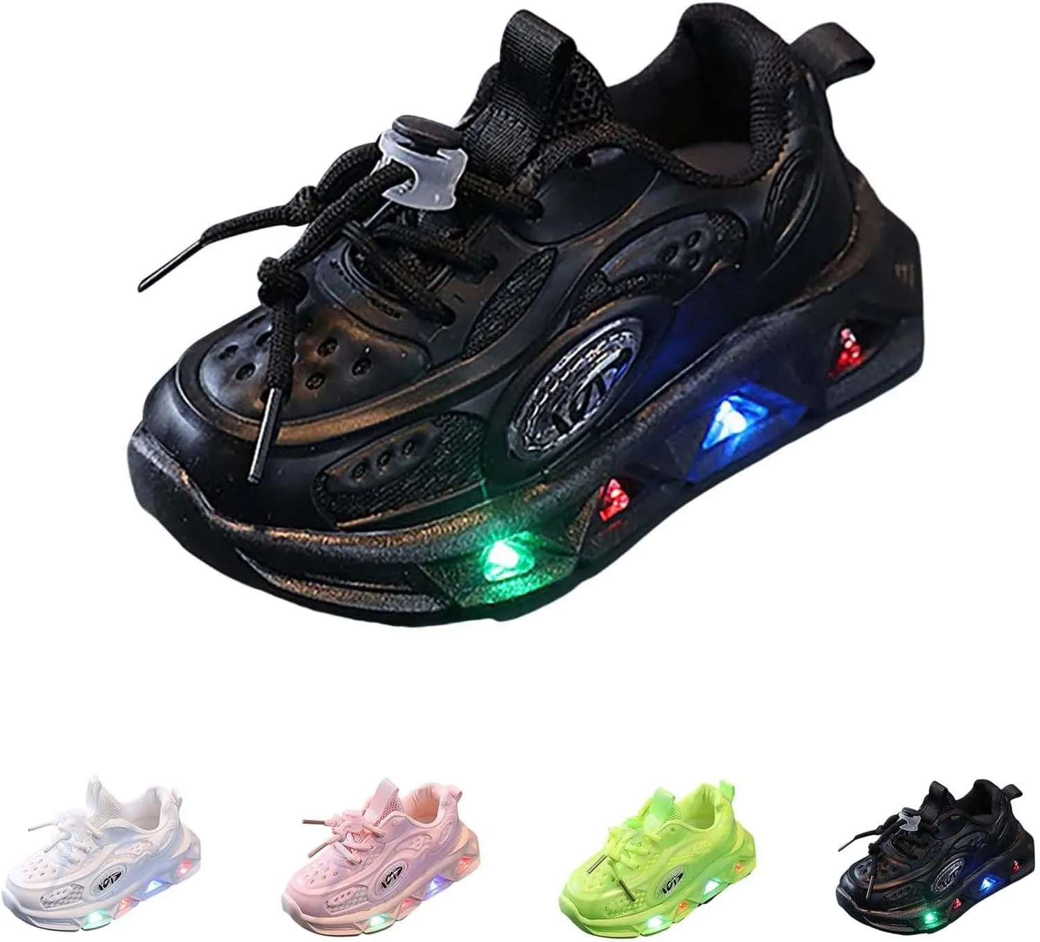 Toddler Boys Girls Light Up Shoes Unisex Led Flashing Mesh Breathable Non-Slip Cute Running Flat Sneakers for Kids