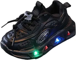 Toddler Boys Girls Light Up Shoes Unisex Led Flashing Mesh Breathable Non-Slip Cute Running Flat Sneakers for Kids