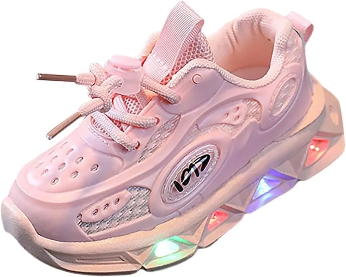 Toddler Boys Girls Light Up Shoes Unisex Led Flashing Mesh Breathable Non-Slip Cute Running Flat Sneakers for Kids
