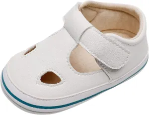 Toddler Canvas Cute Pattern Ankle Sandals Flat Leather Non Slip Hook Loop First Walking Shoes Baby Girls Summer Casual