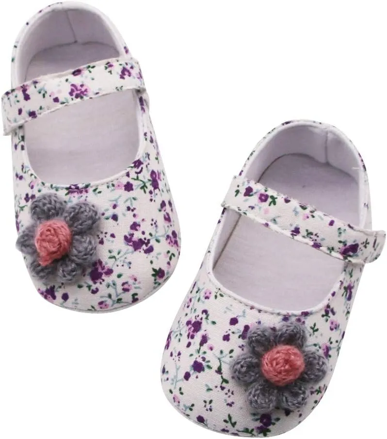 Toddler Casual Shoes Soft Flowers Printing Single Girls Prewalker Sole Baby Shoes Applique Baby Shoes Baby Sneakers