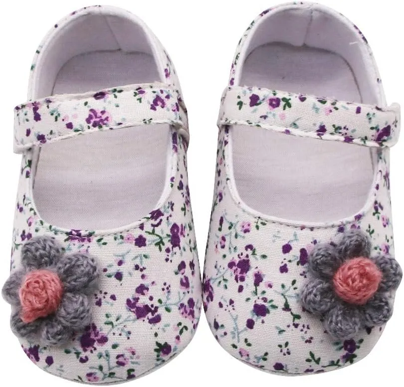 Toddler Casual Shoes Soft Flowers Printing Single Girls Prewalker Sole Baby Shoes Applique Baby Shoes Baby Sneakers