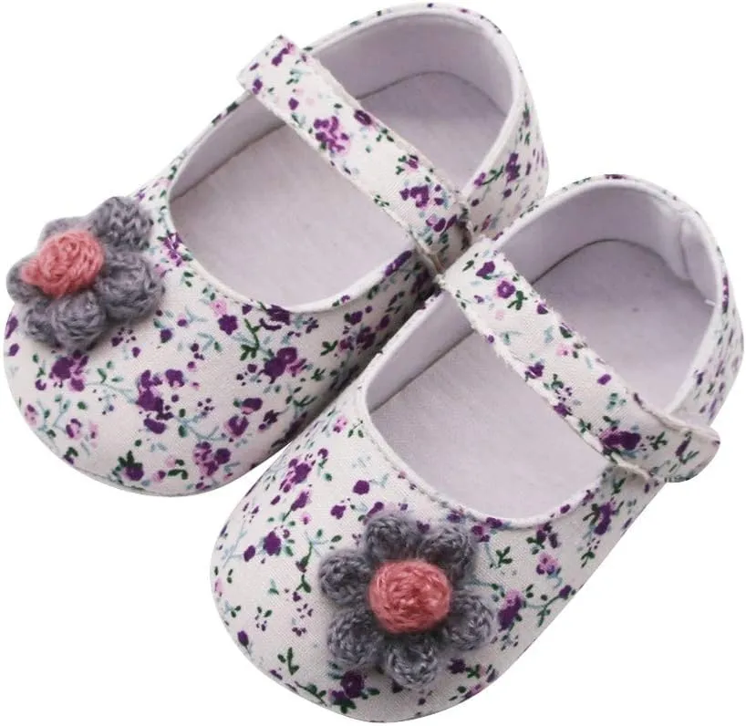 Toddler Casual Shoes Soft Flowers Printing Single Girls Prewalker Sole Baby Shoes Applique Baby Shoes Baby Sneakers