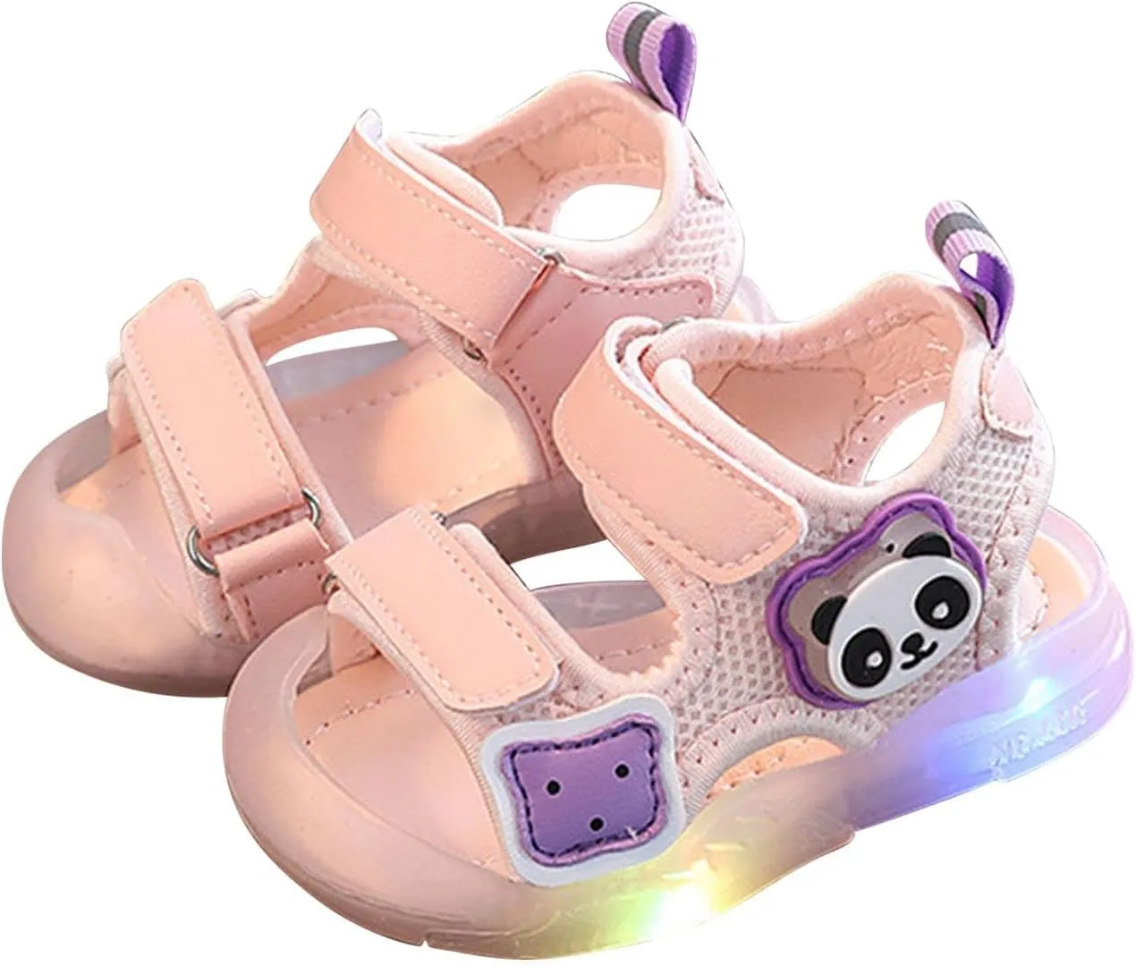 Toddler Infant Light Up Sandals Open Toe Lightweight Breathable Anti Slip Flashing Sport Shoes Summer Beach Play