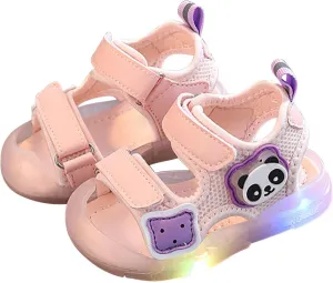 Toddler Infant Light Up Sandals Open Toe Lightweight Breathable Anti Slip Flashing Sport Shoes Summer Beach Play