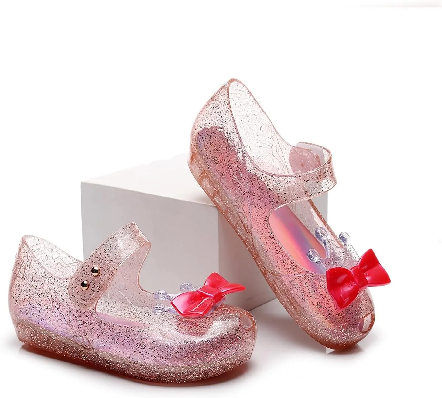 Toddler Jelly Sandals Kids Girl Cute Crown Bowknot Princess Mary Jane Shoes Birthday Dance Party Glitter Dress Sandal