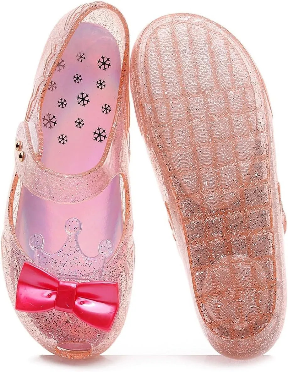 Toddler Jelly Sandals Kids Girl Cute Crown Bowknot Princess Mary Jane Shoes Birthday Dance Party Glitter Dress Sandal