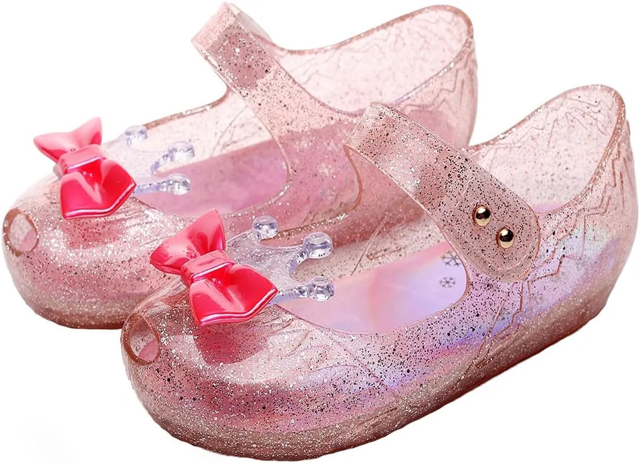Toddler Jelly Sandals Kids Girl Cute Crown Bowknot Princess Mary Jane Shoes Birthday Dance Party Glitter Dress Sandal