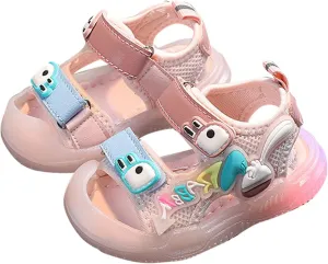 Toddler Kids Girls Boys Light Up Sandals Soft Sole Colorful Bright Light Closed Toe Sandals Non Slip Breathable Shoes