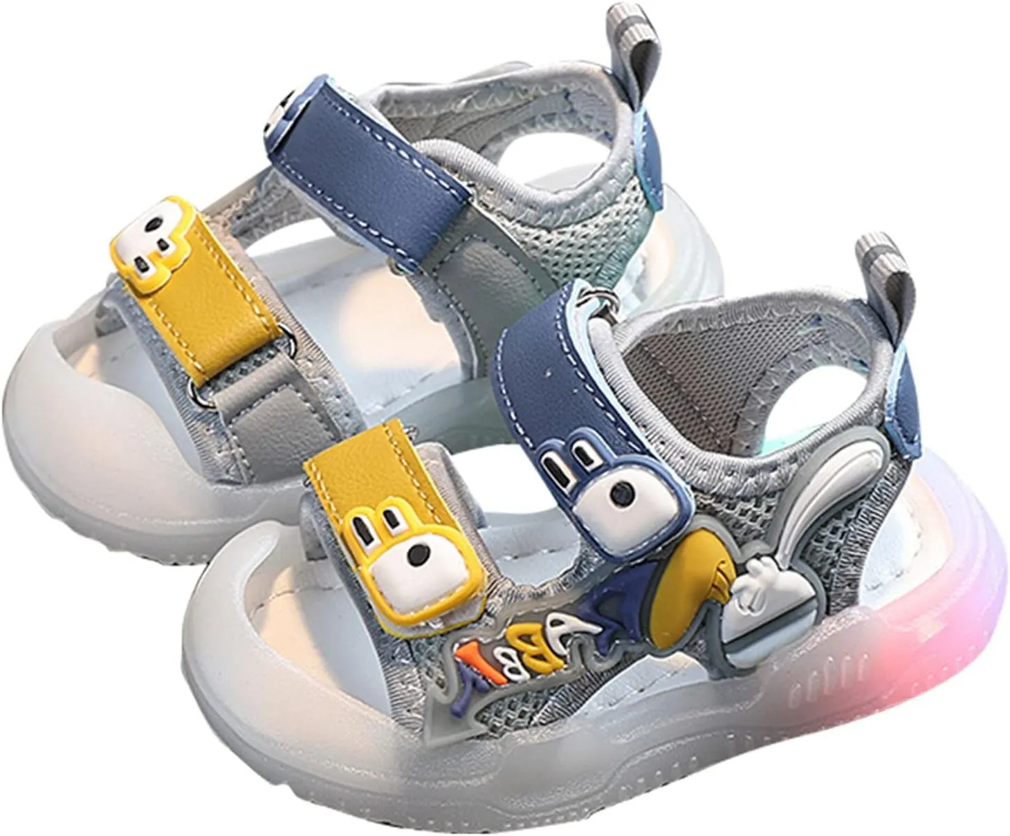 Toddler Kids Girls Boys Light Up Sandals Soft Sole Colorful Bright Light Closed Toe Sandals Non Slip Breathable Shoes