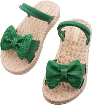 Toddler Kids Infant Girls Soild Bowknot Princress Shoes Soft Sole Non Slip First Walkers Prewalker Soccer Slide Sandals