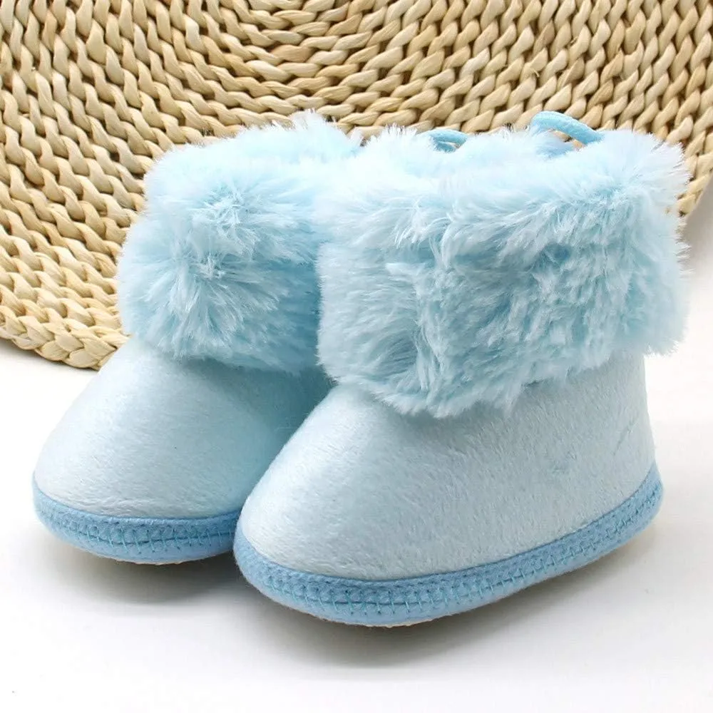 Toddler Newborn Baby Soild Wool Boots Soft Sole Snow Prewalker Warm Shoes Kids Indoor Soccer Shoes