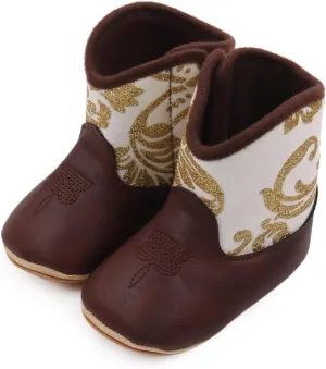 Toddler Rain Boots Leather Western Boots Cowboy Bootie Soft Sole Non Slip Shoes for Baby Infant Toddler Boys Booties