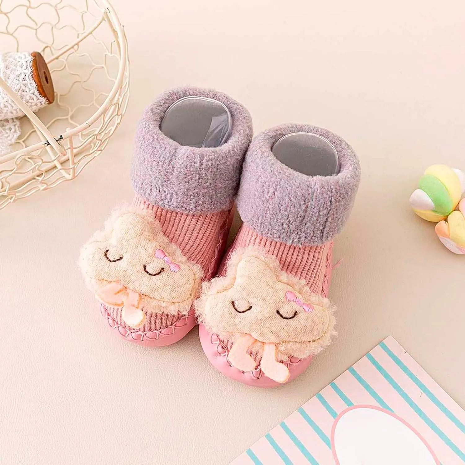 Toddler Shoes Size 3 Girls Autumn and Winter Comfortable Baby Toddler Shoes Cute Cartoon Pattern Rabbit Bear Carrot Children Cotton Warm Breathable Floor Breathable Baby Shoe