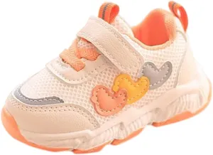 Toddler Sneakers Children's Sports Mesh Shoes Unisex Heart Decoration for Kids 3 to 18 Months Little Girls Shoes