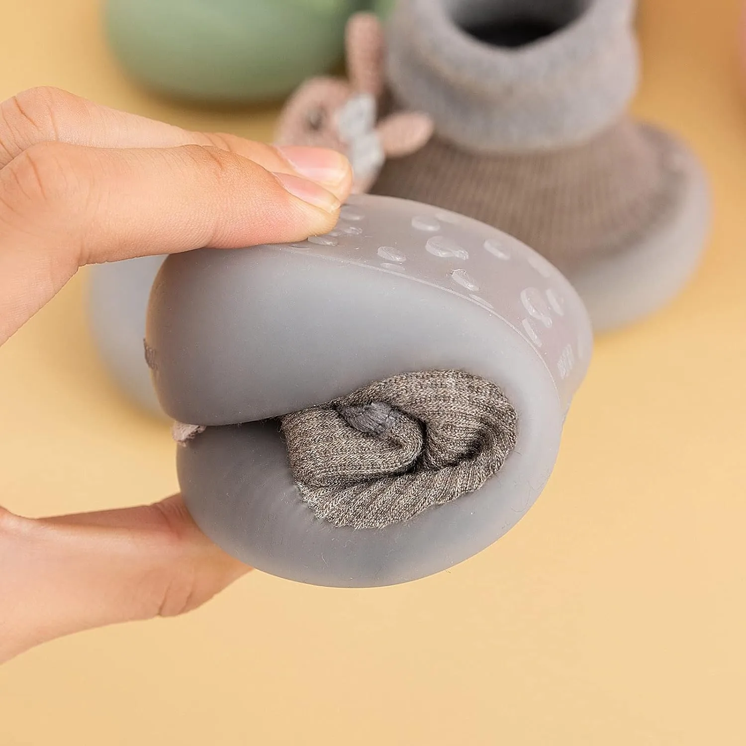 Toddler Sock Shoes Non Slip Rubber Sole Sneakers Infant Fuzzy Bootie Prewalker Slipper Socks Walking Shoes for Baby